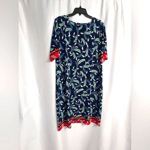 Roz & Ali Blue Print Spring Dress Plus Size 1X